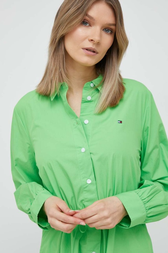Tommy Hilfiger sukienka bawełniana zielony WW0WW39196.PPYX