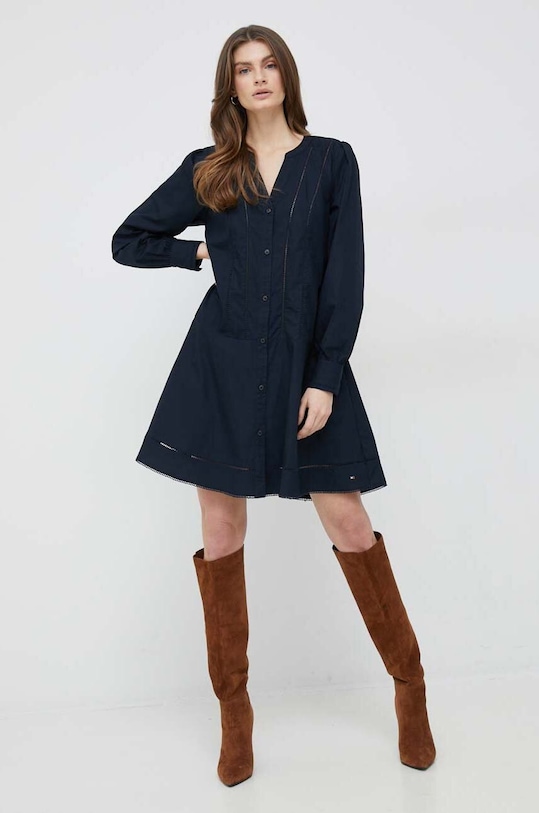 Tommy Hilfiger sukienka bawełniana WW0WW37962.PPYX granatowy SS23