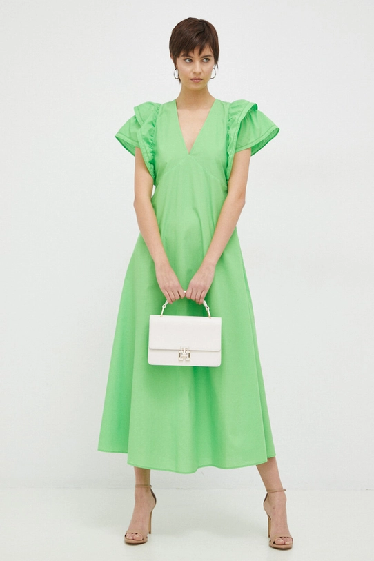 Tommy Hilfiger rochie din bumbac legat verde WW0WW38738.PPYX