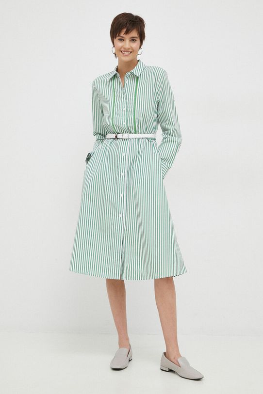 Pamučna haljina Tommy Hilfiger WW0WW37955.PPYX zelena SS23