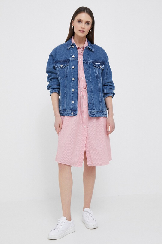 Βαμβακερό φόρεμα Tommy Hilfiger WW0WW39197.PPYX κόκκινο SS23