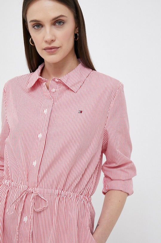 Βαμβακερό φόρεμα Tommy Hilfiger κόκκινο WW0WW39197.PPYX