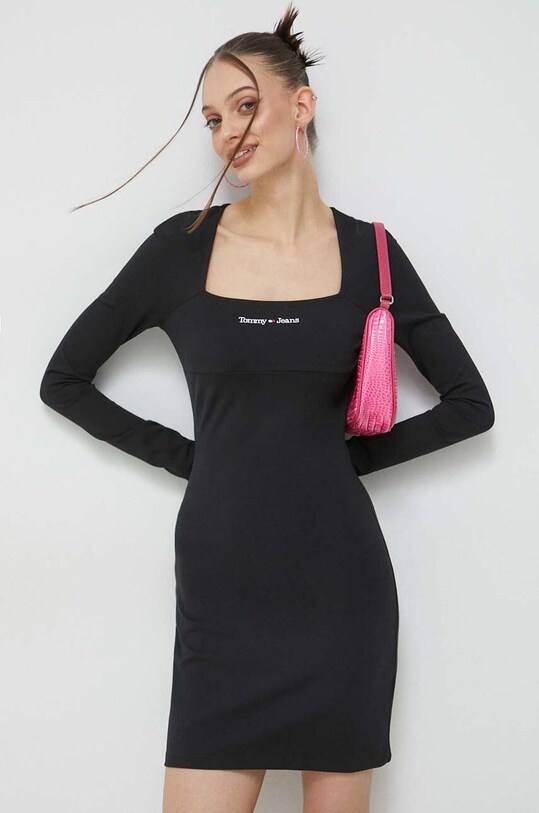 Tommy Jeans rochie mini negru DW0DW15347.PPYX