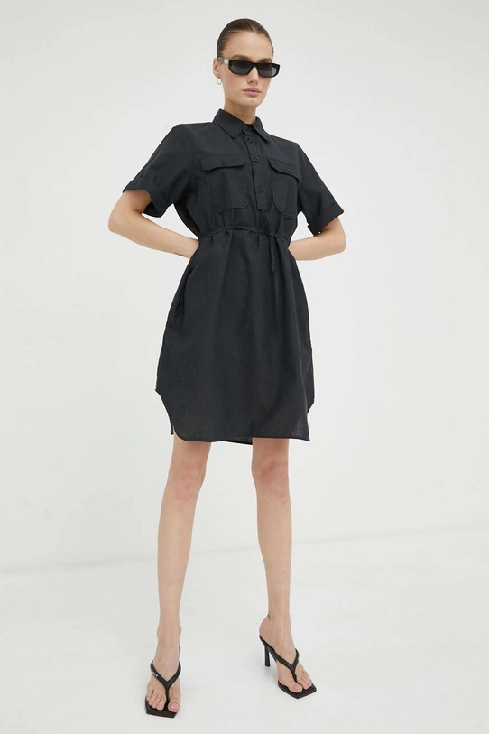 G-Star Raw rochie din amestec de in mini gri D22858.D123