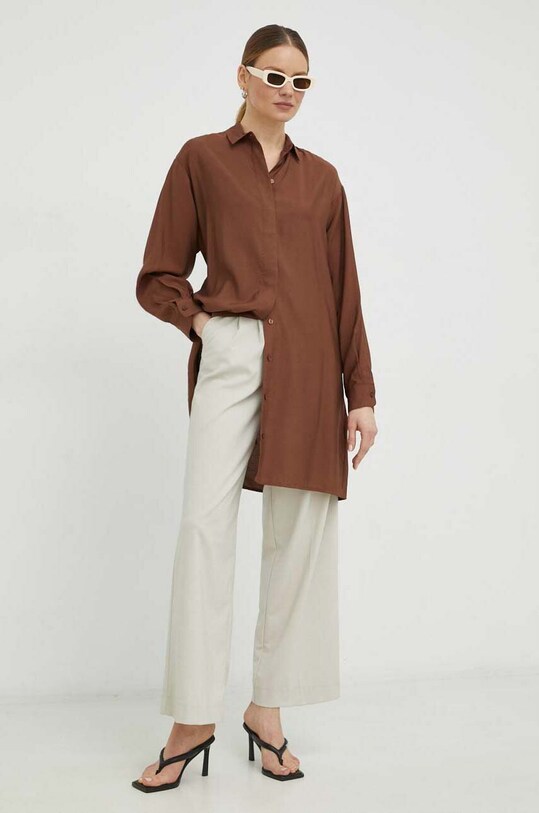 Samsoe Samsoe sukienka F23100142 brązowy SS23