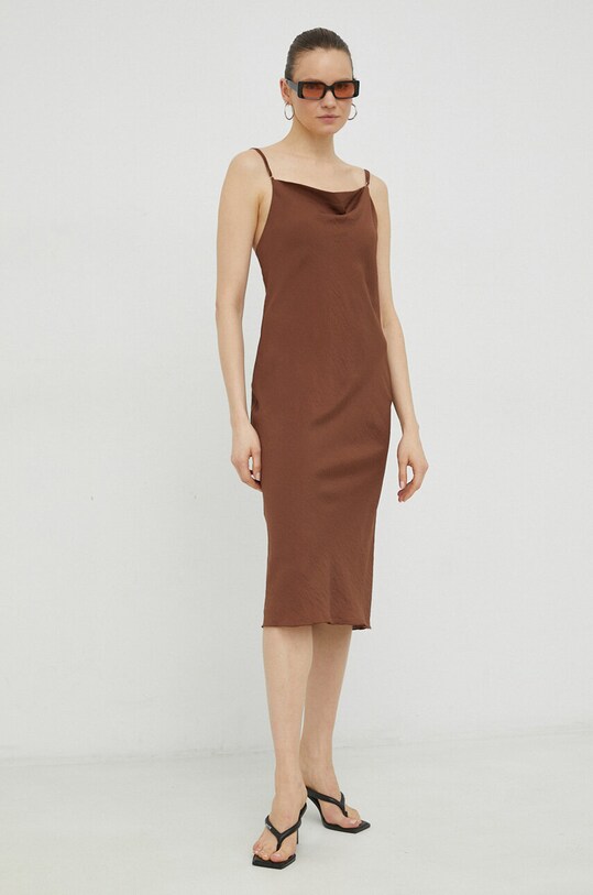 Платье Samsoe Samsoe midi коричневый F23100140