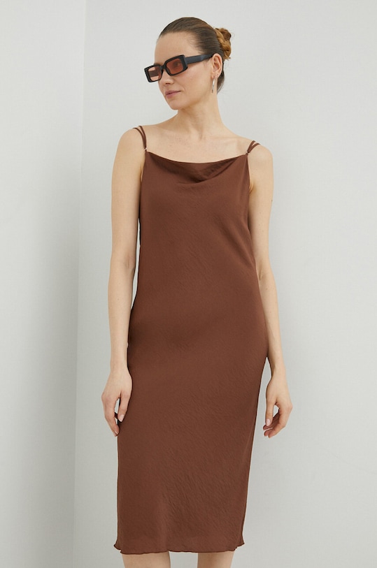 Samsoe Samsoe sukienka F23100140 brązowy SS23