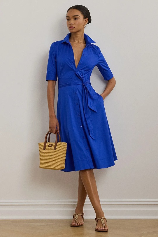 Šaty Lauren Ralph Lauren s elastanom modrá 200748950