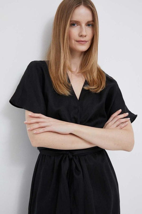 Lauren Ralph Lauren sukienka lniana czarny 200909643