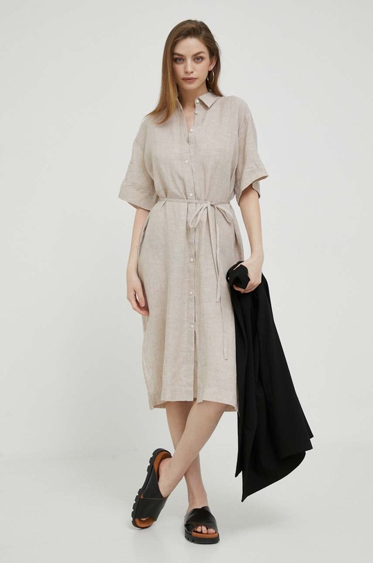 Льняна сукня Gant casual бежевий 4503244
