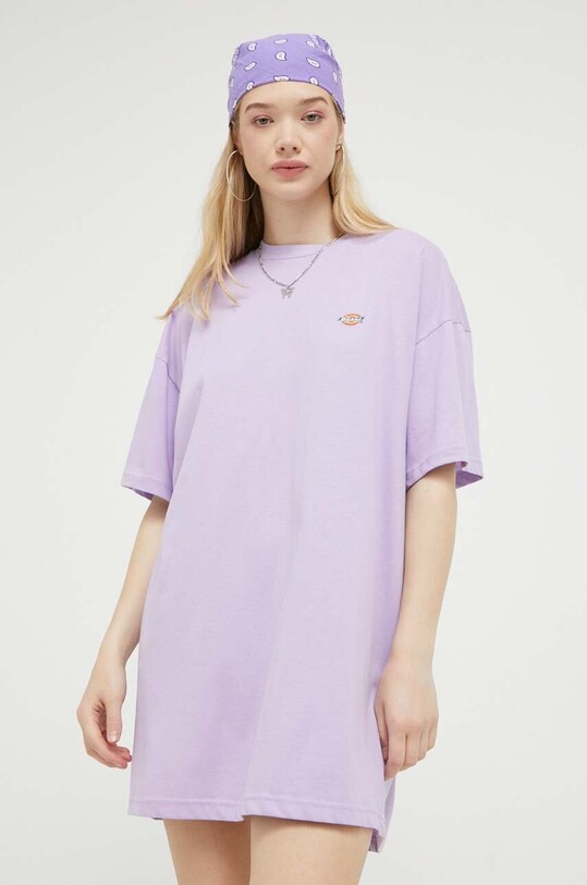 Dickies sukienka bawełniana nadruk fioletowy DK0A4Y6JE611