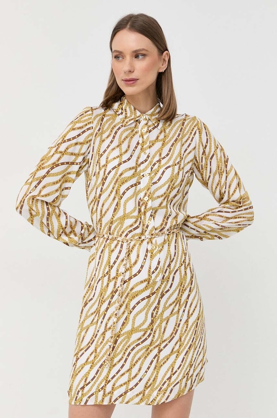 MICHAEL Michael Kors sukienka z domieszką jedwabiu MS381J08EE biały SS23