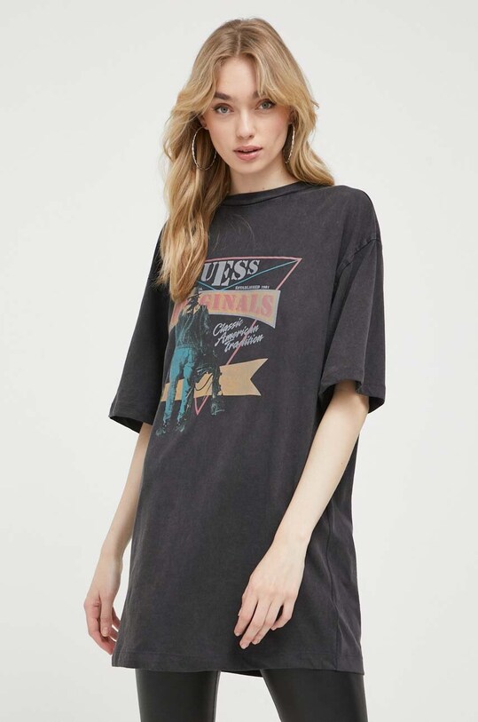 Bavlněné šaty Guess Originals mini šedá W3GK32K9RM3
