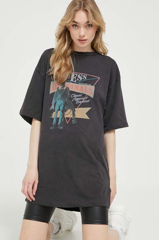 Bavlněné šaty Guess Originals šedá W3GK32K9RM3