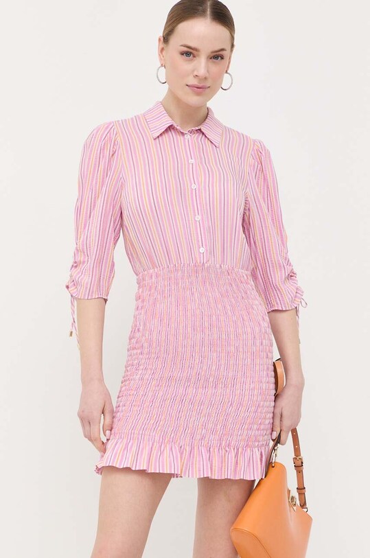 Patrizia Pepe rochie din amestec de matase fixat roz 2A2541.A261