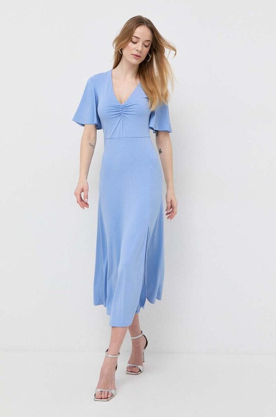 Obleka Patrizia Pepe Z elastanom modra 2A2573.J013
