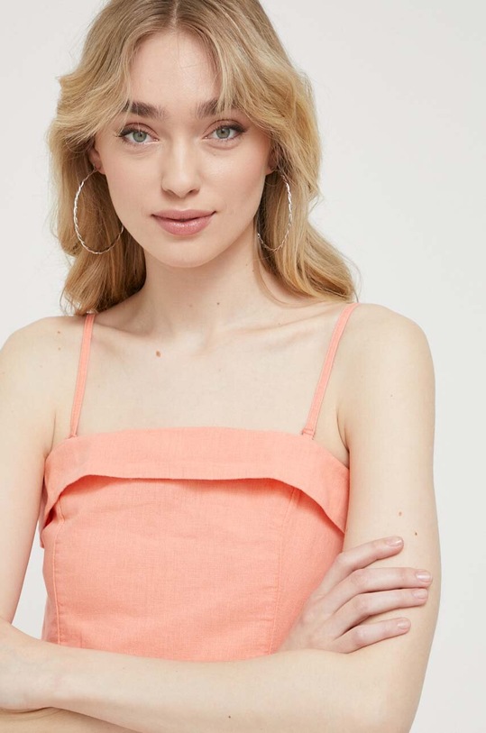 Ľanové šaty Abercrombie & Fitch oranžová KI159.3201.535