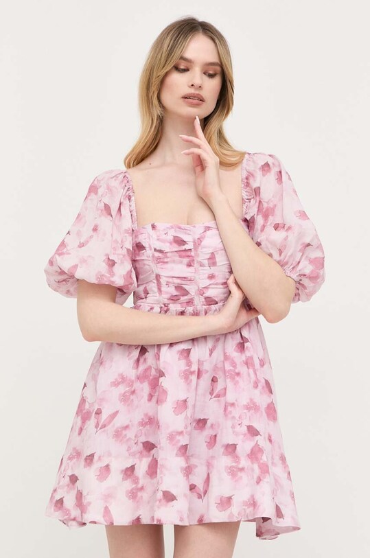 Φόρεμα Bardot κοντό ροζ 58290DB1.PINK.FLORAL