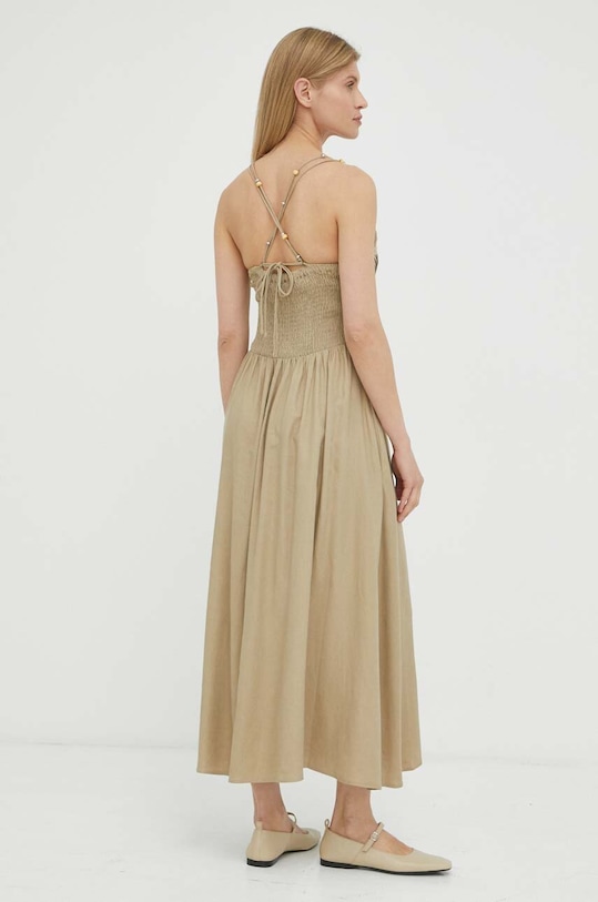 Oblačila Obleka iz mešanice lana Bruuns Bazaar Oxalis Franca BBW3392 bež