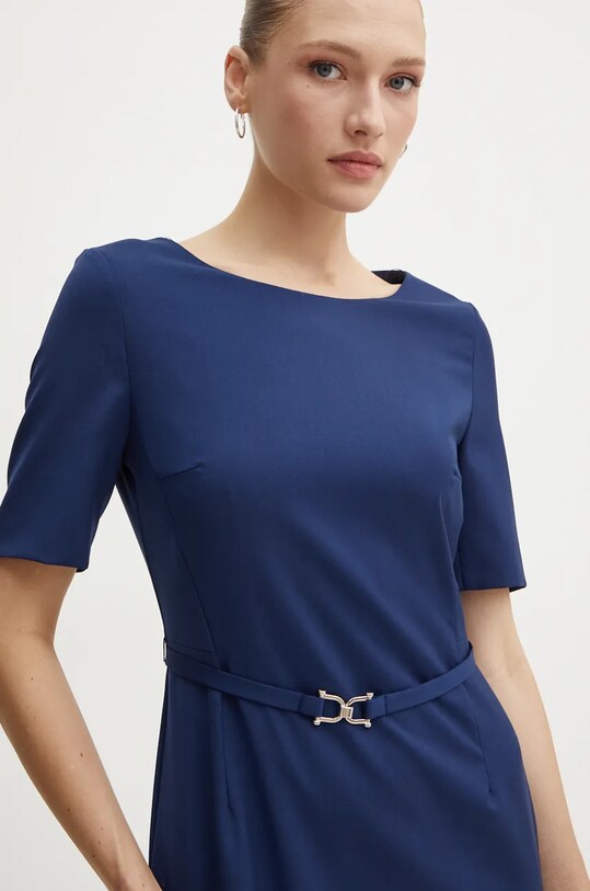 Vlnené šaty BOSS modrá 50490041