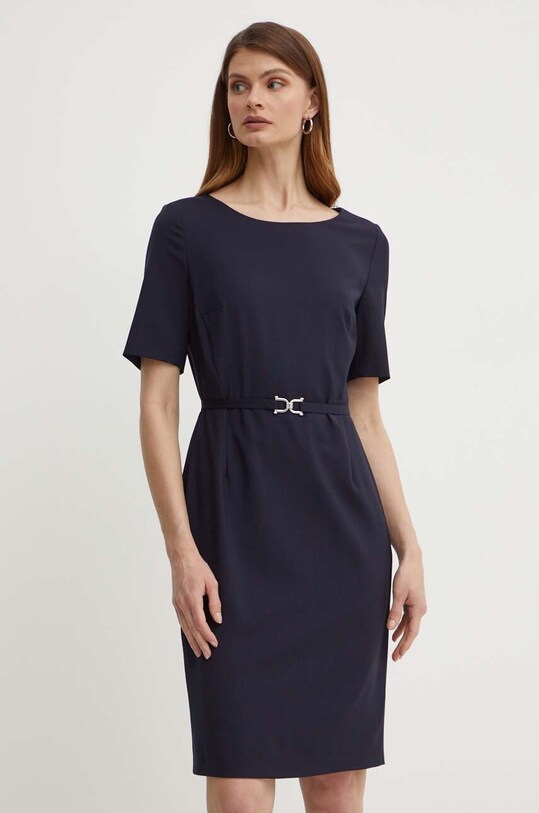 Вовняна сукня BOSS 50490041 темно-синій AW24