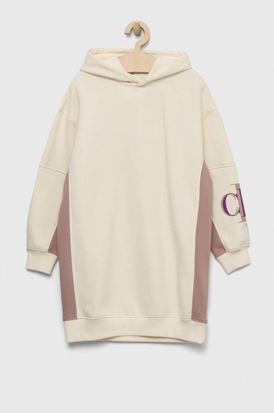 Calvin Klein Jeans sukienka dziecięca długi beżowy IG0IG01899.PPYX