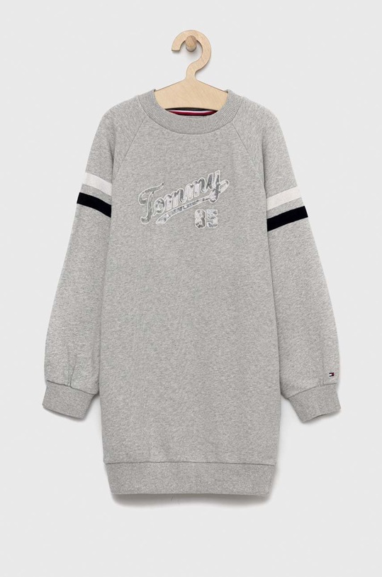 Dievčenské bavlnené šaty Tommy Hilfiger bavlna sivá KG0KG07008.PPYX