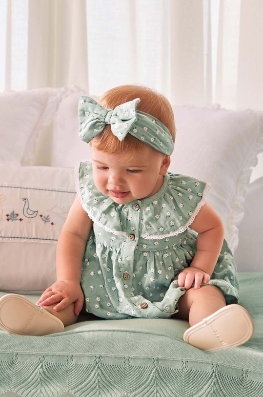 Mayoral Newborn vestito in cotone neonata mini turchese 1804.2F.NEWBORN