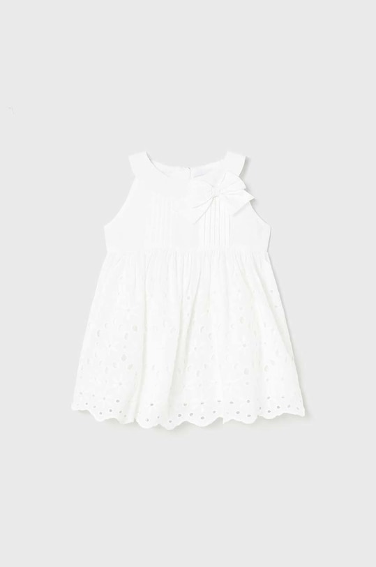 Παιδικό βαμβακερό φόρεμα Mayoral 1962.4E.BABY λευκό SS23