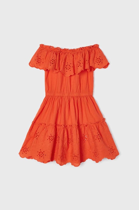 Dziewczynka Mayoral sukienka bawełniana dziecięca 3929.6F.MINI.G pomarańczowy