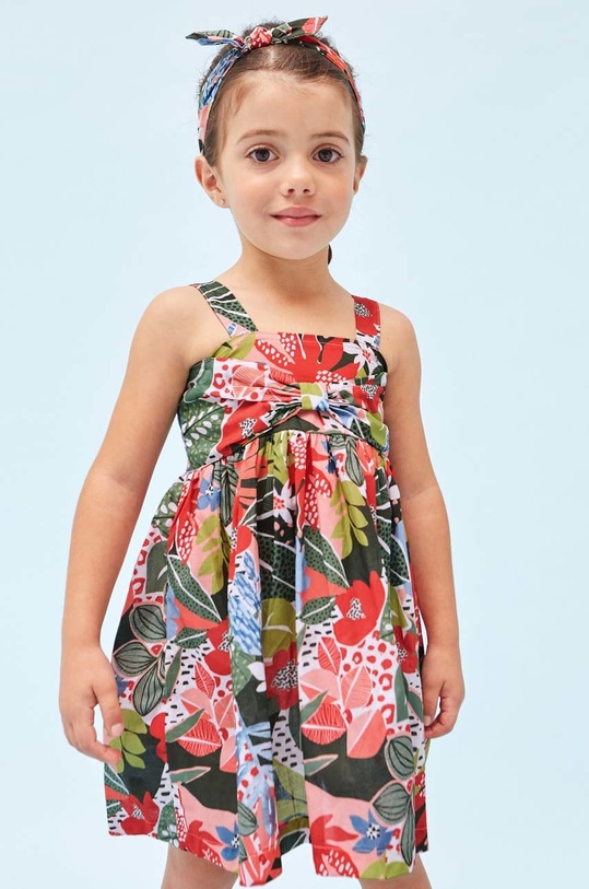 Mayoral sukienka bawełniana dziecięca wzorzyste multicolor 3941.6J.MINI.PPYX