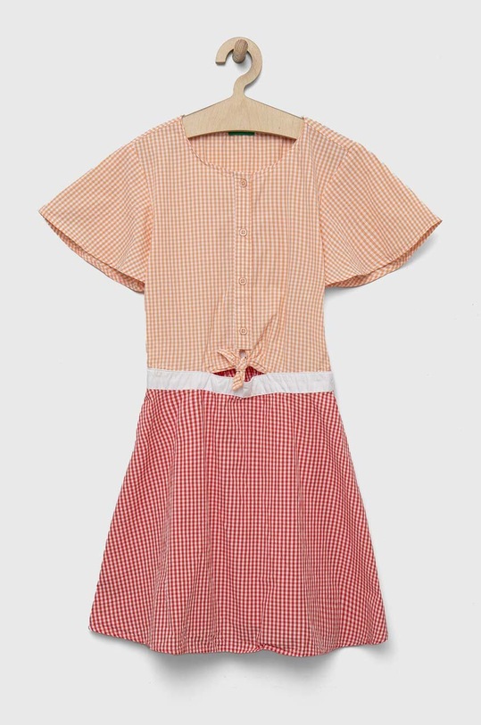 United Colors of Benetton rochie din bumbac pentru copii mini portocaliu 47KTCV01B.G.SEASONAL