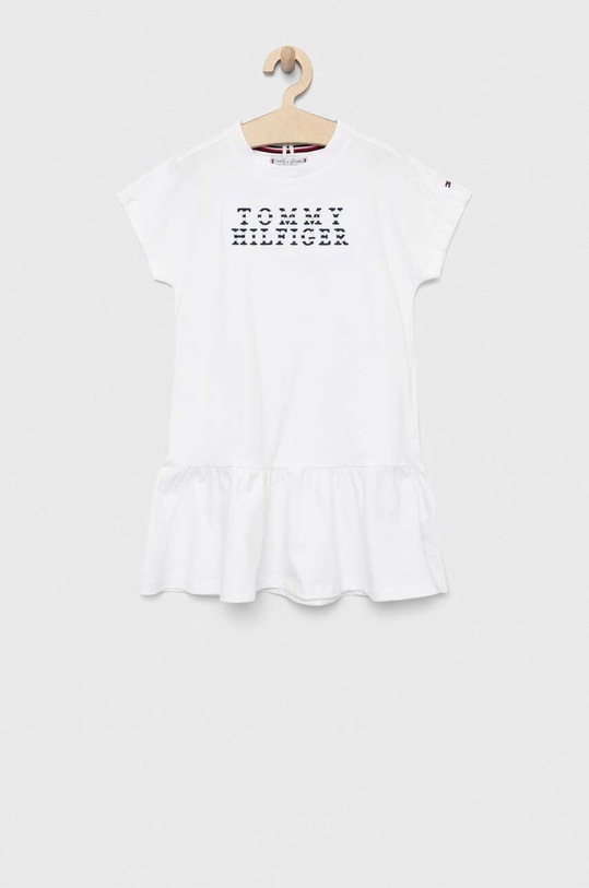 Tommy Hilfiger sukienka bawełniana dziecięca krótki biały KG0KG07187.PPYX