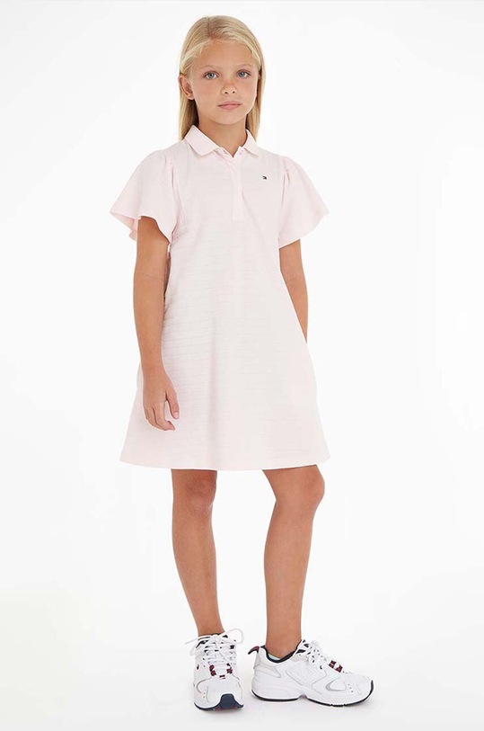 Tommy Hilfiger sukienka dziecięca z elastanem różowy KG0KG07195.PPYX