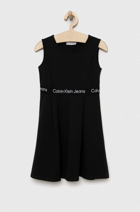 Calvin Klein Jeans sukienka dziecięca z elastanem czarny IG0IG01960.PPYX