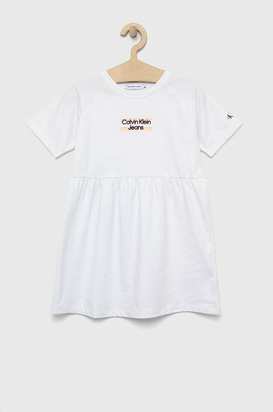 Calvin Klein Jeans sukienka dziecięca z elastanem biały IG0IG01973.PPYX
