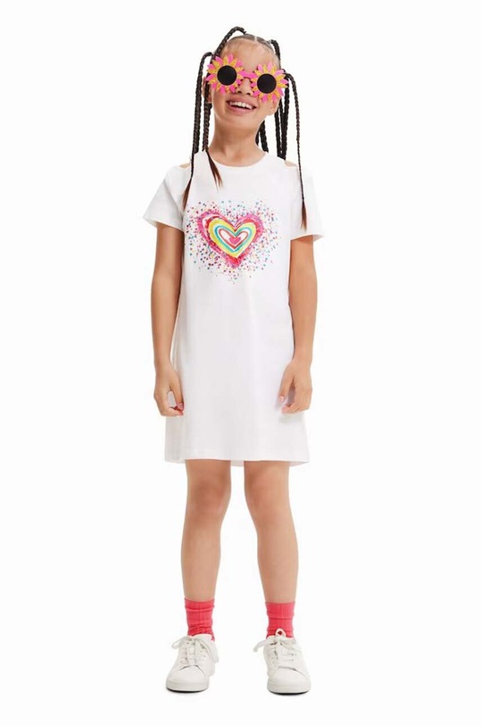 Desigual rochie din bumbac pentru copii mini alb 23SGVK09