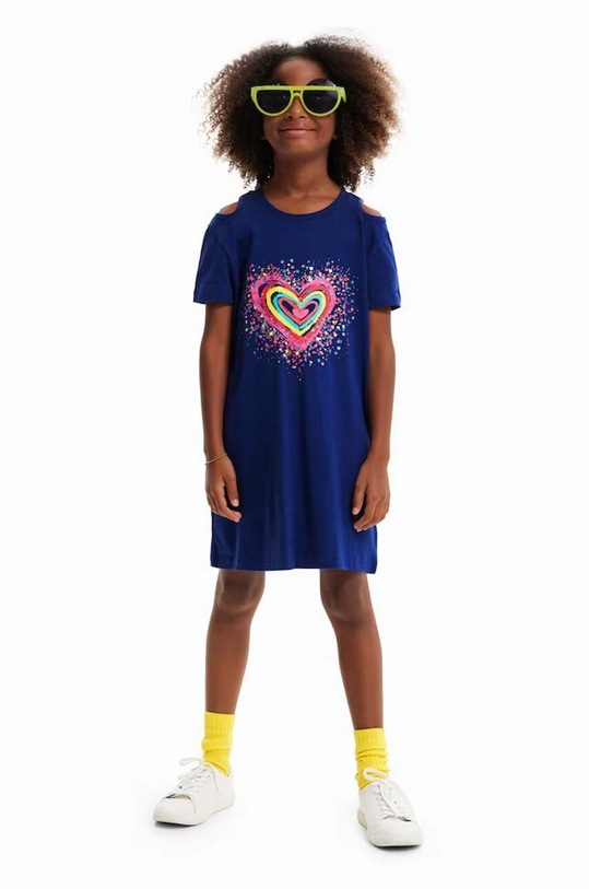 Desigual rochie din bumbac pentru copii mini bleumarin 23SGVK09
