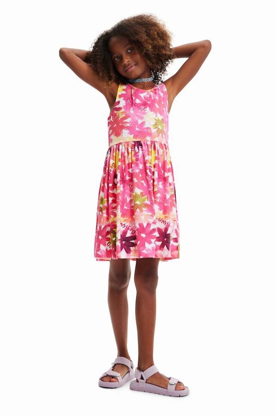 Desigual rochie din bumbac pentru copii mini roz 23SGVK02