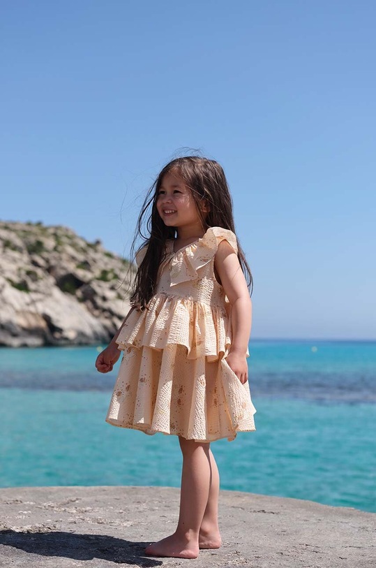 Konges Sløjd sukienka bawełniana dziecięca wzorzyste różowy KS4522