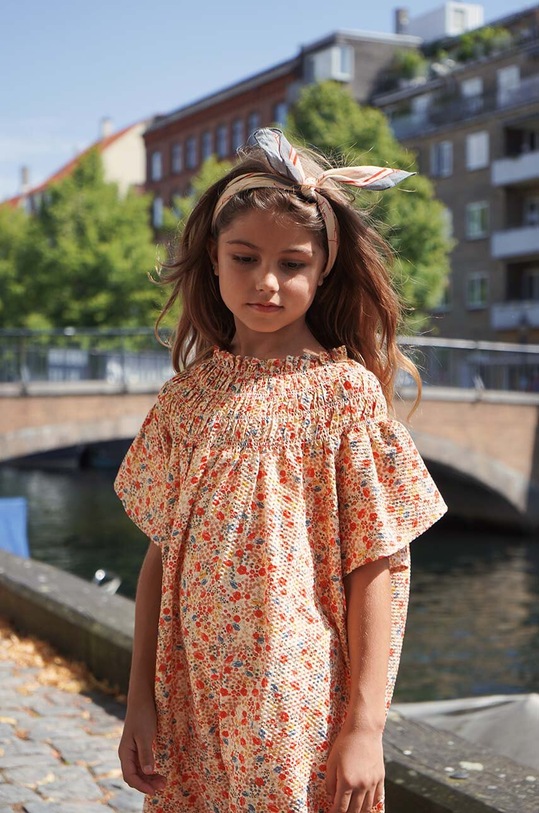 Otroška bombažna obleka Konges Sløjd oranžna KS5368