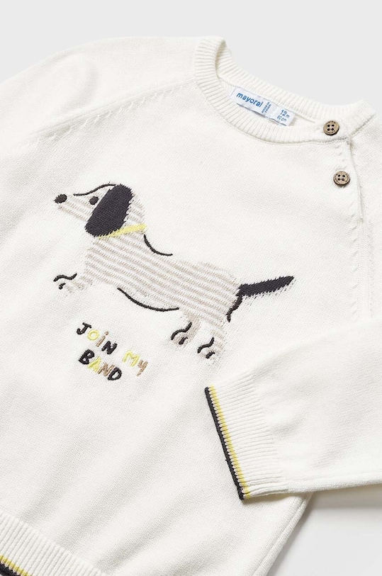 Момче Детски памучен пуловер Mayoral 1370.3L.BABY бежов