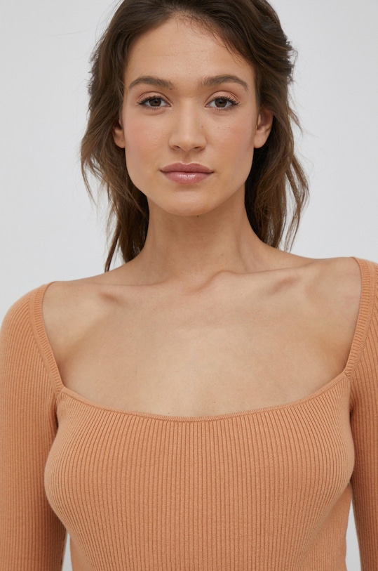Πουλόβερ με προσθήκη μαλλιού Calvin Klein πορτοκαλί K20K205096.PPYX