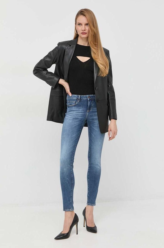 Guess longsleeve z domieszką jedwabiu W3RR32.Z30L1 czarny SS23