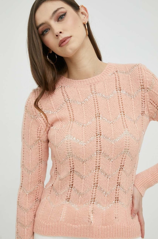 Guess sweter z domieszką wełny okrągły pomarańczowy W3RR13.Z35C0