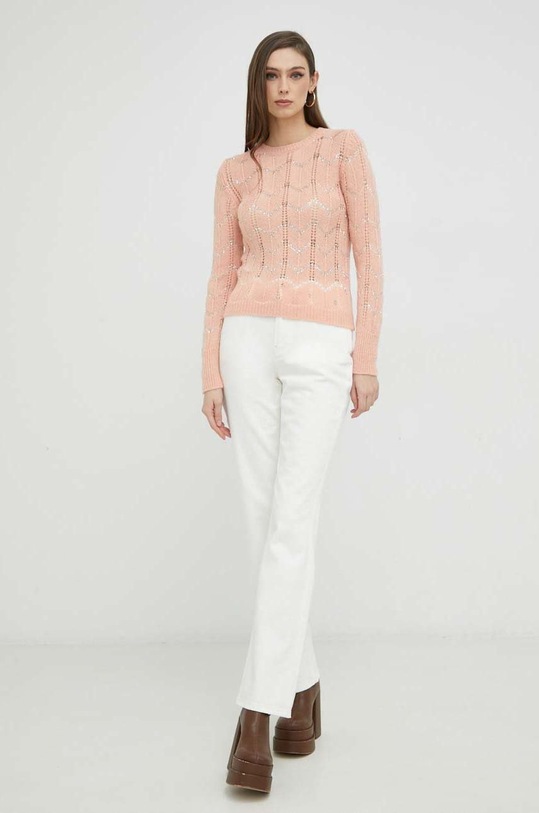 Guess sweter z domieszką wełny W3RR13.Z35C0 pomarańczowy SS23