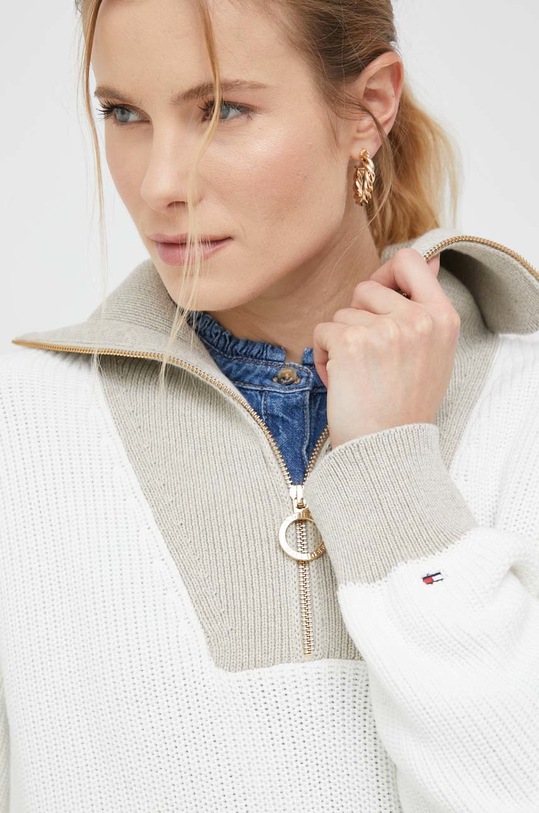 Tommy Hilfiger sweter bawełniany beżowy WW0WW37003.PPYX