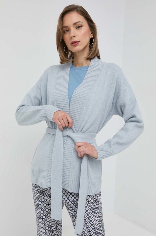 Max Mara Leisure gyapjú kardigán sima kék 2333410134600