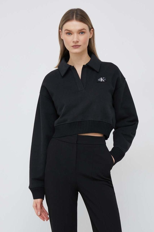 Calvin Klein Jeans hanorac de bumbac imprimeu negru J20J220512.PPYX