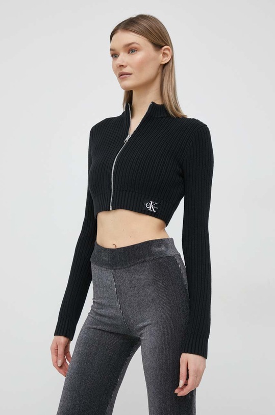 Calvin Klein Jeans kardigan bawełniany bawełna czarny J20J220441.PPYX